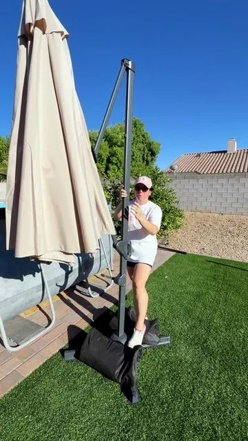 ultimate 10ft Cantilever Patio Umbrella! 👇 Whether you're chilling by the poolside, hosting a backyard BBQ, or just relaxing on the patio, this heavy-duty offset sun shade has you covered. It features a 360° rotating design and adjustable tilt so you can block the sun at any angle all day long. Plus, the waterproof and windproof 600D Oxford canopy and rustproof aluminum frame mean it’s built to last through every summer storm. ☀️⛈️ #cantileverumbrella #patioumbrella #SummerWins #DealsForYouDays #tiktokshopcreatorpicks 