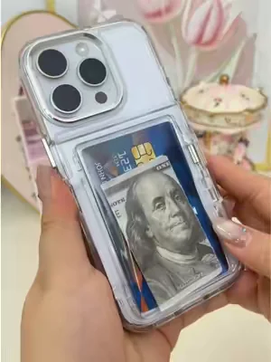 Transparent Card Holder Phone Case  for iPhone 17/16/15/14/13/12/11 Pro Max Pro Plus | DIY for printing photos,Slim Soft Silicone, Shockproof, Stylish Couple Case for Men & Women Cellphone Smartphone##dealsforyoudays##SummerWins##TikTokShopBlackFriday##TikTokMadeMeBuyIt##MustHave