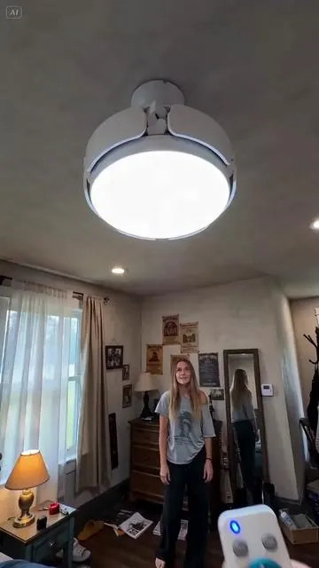 Drone-inspired, ceiling-cool.  Unique fan light with drone design & easy screw-in installation. #dronefanlight #ceilingfan #screwInfan#tiktokshop
