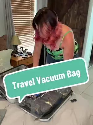 This vacuum bag saves so much space when we travel @SherryFox #travel #vacuumbag 