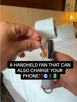 A mini handheld fan that can also be used to charge your devices?? That’s what convinced me‼️🥶🫨📱🔋 #summerheat #handheldfan #tiktokshop #coolingfan #fan 