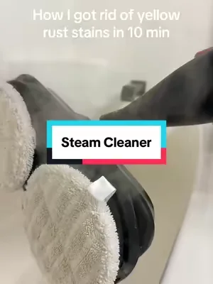Steaaaaam + @Bar Keeper's Friend = goodbye iron stains #CleanTok #rust #iron #wellwater #ad 