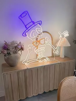 This oversized neon skeleton is the kind of Halloween decor that steals the show before anyone even gets to the front door. 💀🧡🎃 #hallowtiktok #halloweendecor #fallfinds #tiktokshopfinds #spookyseason @QVC, Inc 