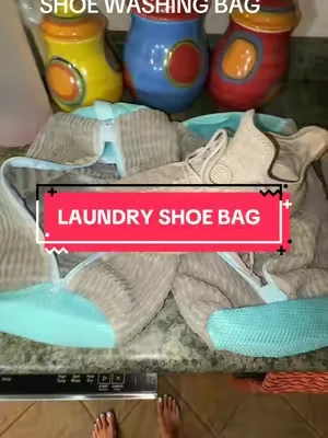 Game changer for washing shoes. They don’t knock around in your washer, plus the fibers inside scrub your shoes clean. #clean #CleanTok #shoes #cleanshoes 