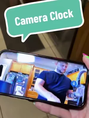 This alarm clock is also a camera that we can use to check on the house @Noahtec #cameraclock 