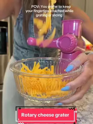 No more scraped knuckles or wasted cheese. 🧀 This rotary grater makes shredding, slicing, and prepping so much faster—and safer. #RotaryCheeseGrater #CheeseGrater #susteas #KitchenEssentials #MealPrep 