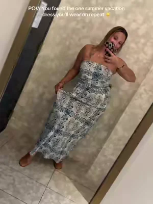 The easiest summer dress I’ve packed this year. ☀️ I’m 5’4”, 160 lbs wearing a Large, and the stretchy smocked top is actually comfortable and stays in place. It’s lightweight, flattering for midsize bodies, and perfect for vacation, cruises, beach trips, resort dinners, brunch, or everyday summer outfits. This is one of those dresses that looks put together with almost no effort. Linked in the orange cart for you ✨ #summerdress #vacationoutfit #midsizefashion #gracekarendress #vacationstyle  