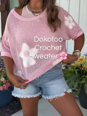 If you grab one, you’ll understand 🌸 @DOKOTOO-US #crochetsweater #summershirt #fashioninspo #pinkaesthetic 