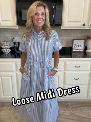 I’m in a small in this cute loose fitting striped midi dress from @CHOUYATOU @Chouyatou_US #dealsforyoudays #dress #mididress #stripeddress #OOTD 