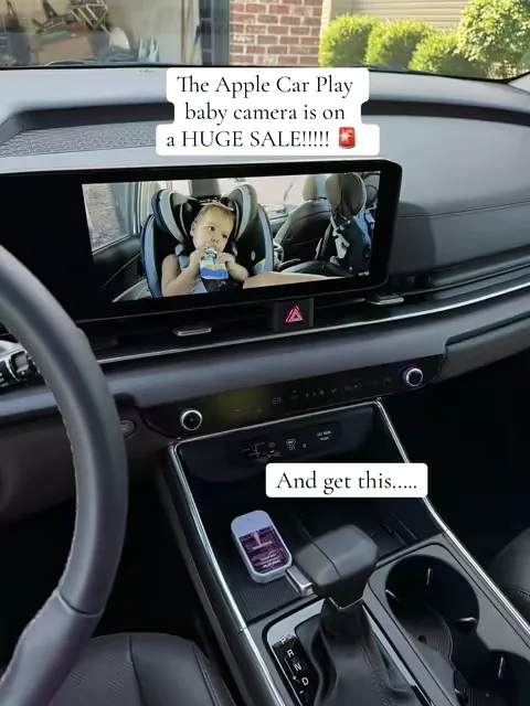 We now have a baby car camera that connects to car play and it’s incredible you guys!!!! #babycarcamera #babycamera #newborn #babycarmonitor #babymonitor 