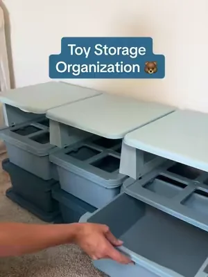 Such a great find and it comes in white or pink too! Definitely a game changer when it comes to keeping the toy room clean #kidsstorage #organizedhome #toyorganization #toyroomorganization #parenthack 