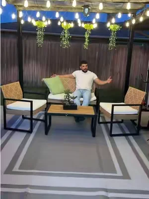 Phivilla Home Juego de muebles de mimbre para patio al aire libre, sofá de dos plazas y sillas acolchadas de ratán, con mesa de centro de madera de acacia, elegantes asientos para todo clima para jardín, patio trasero y piscina, SpringGlowUp. #patio #verano #partydecorations #DealsForYouDays #SummerWins 