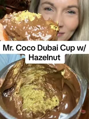 Mr. Coco Dubai cup with hazelnut will have you drooling. It’s so so good and that crunch is a 10 every time. #mrcoco #dubaicup #foodasmr #pistachiocream #hazelnut 