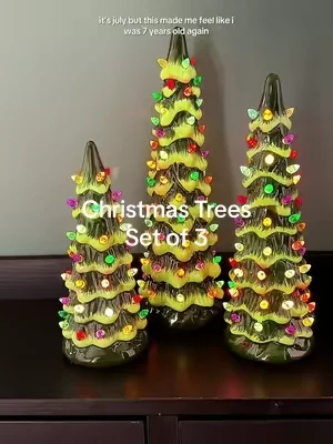 not me buying christmas decor in july but this ceramic tree had me feeling like a kid again 🎄✨ pre-lit, hand painted, and giving major grandma’s house nostalgia. set of 3 so you can decorate every room. @Best Choice Products, Inc. #christmasinjuly #ceramicchristmastree #christmasdecor #nostalgiacore #christmas 