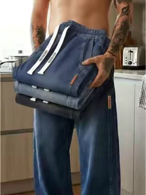 Sit For 10hrs No Discomfort! Men Elastic Drawstring Denim Pants#pants #mensfashion #jeansformen #jeansoutfit #comfystyle 