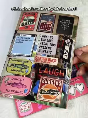 The cutest A5 sticker books without no white borders ruining the aesthetic#stickers#stickerbook #junkjournal #stickerbooks #junkjournaling