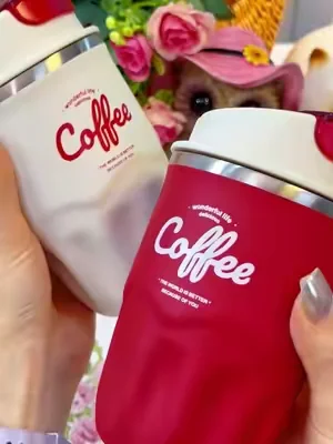 ❤️🤍Portable Coffee Mug with Lid & Handle, Stainless Steel Insulated Water Bottle for Home Office Outdoor Camping, Travel Coffee Cups#mugs #insulatedwaterbottle #glasscoffeecup #leakproofcups #totebagwithcupholder 