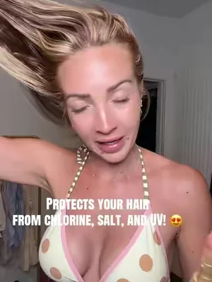 My hair feels so soft when I get out of the pool! #hairprotection #chlorinehair 
