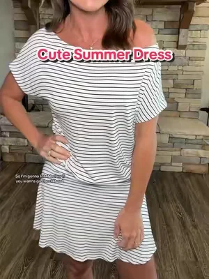 The cutest little striped dress for Summer! ✨ #summerdresses #dress #tiktokshopcreatorpicks #vacationdress #minidresses 