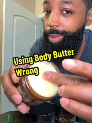Replying to @j.jury1 Not every product works the same for every person, and that’s okay. 👌🏾 I found that using a small amount on damp skin after a shower helps it absorb much better. Sometimes it’s not the product… it’s how it’s applied.  Have you tried body butter before, or are you more of a lotion person? 👇🏾 #bodybutter #skincareformen #dryskincare #mensgrooming #crownedskin 
