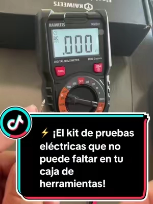 Verifica voltaje, continuidad y tomacorrientes de forma rápida con este completo kit eléctrico. Incluye multímetro digital, detector de voltaje sin contacto y probador GFCI, todo en un práctico estuche. Ideal para mantenimiento del hogar, proyectos DIY y trabajos eléctricos. 🔧🔌 #Weeklydeals #summerwins #electricidad #tools #Herramientas 