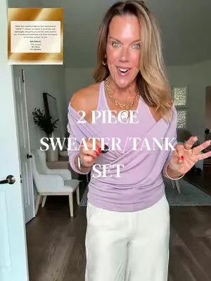 2 piece sweater tank set. Perfect for travel, restaurants or grocery stores. The fabric is luxury at its finest! #dealsforyoudays #Over50Style #traveloutfit #everydayoutfits #2piecesets