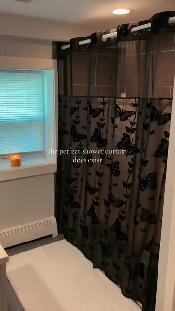 i can’t stop looking at my shower curtain ✨ obsessed 🦋#showercutain #bathroomdecor #homefinds #darkfeminine #butterfly 
