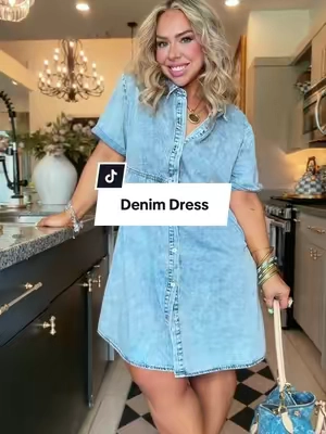 finally found the denim dress that doesn’t fight your curves🤍 @GRAPENT #denimdress #midsizeoutfits #dress #Summerwins 