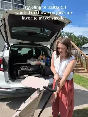 My favorite travel stroller by far! My trunk was full so I was not fitting his other stroller in here 😅 also the double stroller in my trunk is for my sister who just had twins 🥰 #mompush #travelstroller #travelingwithkids @Mompush US 