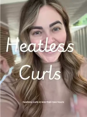 Heatless curler gives me beautiful curls in just two hours!! So comfortable and easy to go about my day wearing. #heatlesscurls #hairtok #hair #hairtransformation #MomsofTikTok