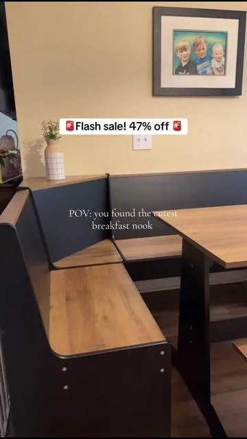 Only 10 left in stock better hurry. I'm so obsessed with this breakfast nook. It's so perfect. #breakfastnook #kitchentable #upgrade #tiktokmademebuyit #flashsale 