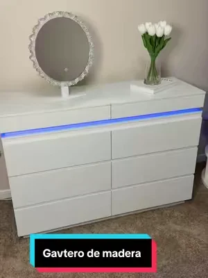 Mi gavetero nuevo tiene hasta luces de colores #creatorsearchinsights #tiktokshopstockup #tiktokshopcreatorpicks #drawer #dresser 