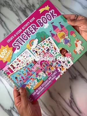 flying or driving with a toddler? this sticker book is the travel hack you need. 600+ reusable stickers, 12 scenes, matching coloring pages — screen-free and keeps them busy the whole trip. @Hadley Designs #stickerbook #screenfreeactivities #roadtripessentials #travelwithkids #flyingwithkids 