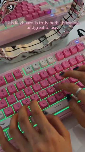 Sakura pink & white = soft girl desk dreams 🌸💕 #keebtok #creamykeyboards #pinkkeyboard #furycubek99pro #fullsizekeyboard 