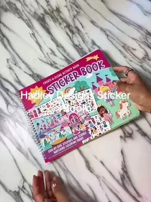 flying or driving with a toddler? this sticker book is the travel hack you need. 600+ reusable stickers, 12 scenes, matching coloring pages — screen-free and keeps them busy the whole trip. @Hadley Designs #stickerbook #screenfreeactivities #roadtripessentials #travelwithkids #flyingwithkids 