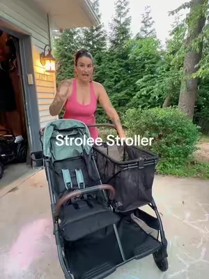 lightweight stroller wagon that doubles as a shopping cart for moms on the go. easy fold, 22 lbs, holds the kid and the haul. @Strolee #strollerwagon #babystroller #stroller #lightweightstroller 