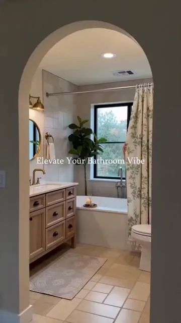 Instant bathroom makeover! 🌿 This faux linen floral curtain adds the perfect touch of boho charm. Ready for your summer glow-up? Tap to shop! #showercurtain #cottagecore #bathroomdecor #bathroommakeover #dealsforyoudays  