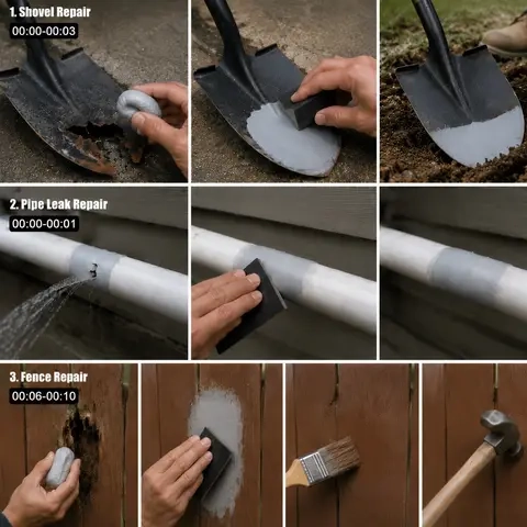 After patching small metal damage, paint it for a cleaner finish. #MetalRepair #beforeafter #SteelEpoxy #DIYHacks #RepairTips