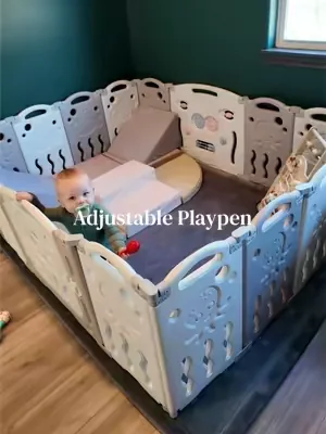 This playpen also allows me to get some things done without worrying about him getting into things! We also have the 18 panel one!  #playpen #foldableplaypen #babymusthaves #paydayfriday 