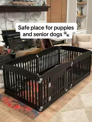 Aesthetic puppy playpen but make it cute and convenient 🐾 Finally a playpen that doesn’t look like an eyesore in your house 😂 It’s durable, lightweight, and portable with a double locking door and non-slip base. Perfect for puppies, senior dogs, or traveling. #Tiktokshopfinds #puppyessentials #dogmomlife #petproducts #petsathome 
