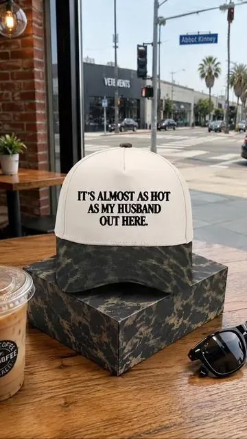Funny "Almost As Hot As My Husband" Embroidered Hat #husbandwife #truckerhat #fyp 