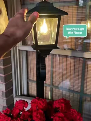 Hoodink 1/2 Pcs Solar Post Light With Planter, Room Decor For Easter Wedding Decorations, Black Post Light, 2 In 1 Outdoor Solar Post Light For Porch Front Door Patio Roadside Decoration #DealsForYouDays #SummerWins #weeklydeals #patiodecor #solarlamp @HOODINK 