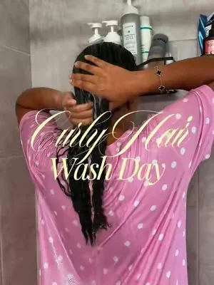 First wash day after taking down my miracle knots and I miss them already 😢🥹  #washday #curlyhairwashday #curlyhair #colorwow #ouai 