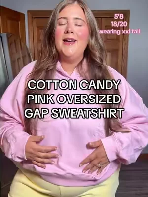 cotton candy pink girlies unite 🎀 #plussizefashion #gap #pinkgirlies #girlyoutfits #oversizedsweatshirt 