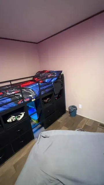 Okay this bed is epic. #newbed #loftbed #kidsroom #fort #kidsbed 