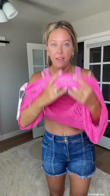 This crochet top is breathable but provides great coverage #crochettop #crochettopsummer #crochetsummertops #breathablesummertop #tiktokshopcreatorpicks 
