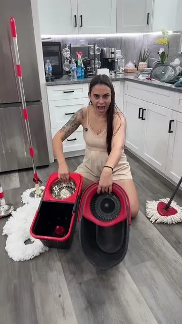 Mop And Bucket Set with 360° Rotatable Mop 3 Microfiber Heads 61/48-Inch Adjustable Handle Efficient Cleaning Supplies#mop #cleaning 