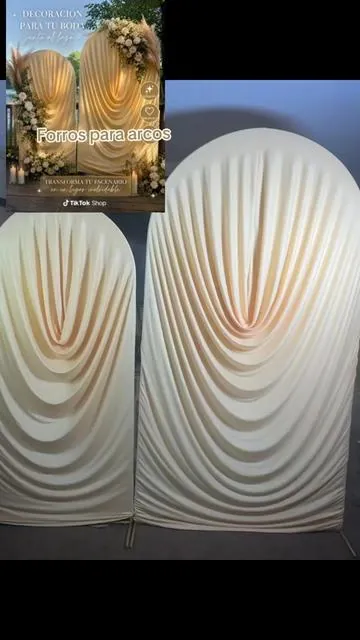 ¿Quieres un fondo elegante sin gastar una fortuna en decoraciones complicadas? Estos forros para arco transforman cualquier espacio en un escenario romántico y sofisticado. Son fáciles de colocar, lucen increíbles en fotos y videos, y son ideales para bodas, compromisos, aniversarios, baby showers y eventos especiales. #TikTokShop #WeddingDecor #WeddingBackdrop #WeddingInspo #ArchCover     