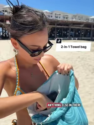 Apparently every California girls using these 2-in-1 towel bags now???🏖️👙🌊