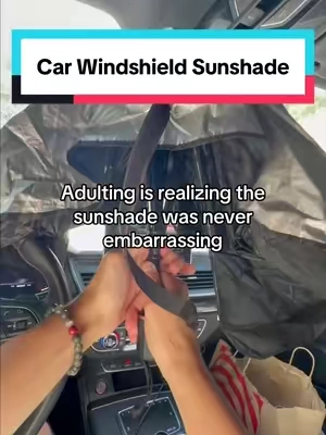 This foldable car umbrella is the best sunshade for your windshield! It blocks hot sun and harmful UV rays to keep your car cool and protected. #carsunshade #windshieldsunshade #sunshade #caraccessories #summeressentials